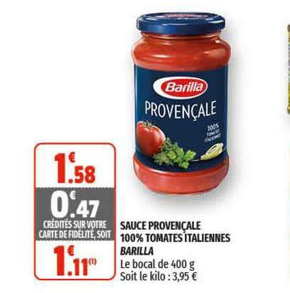 Promo Sauce Provençale 100 Tomates Italiennes Barilla chez Coccimarket