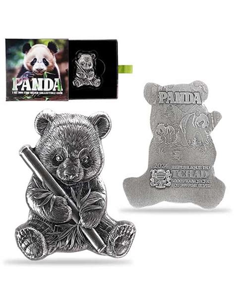 FORMA DI PANDA Altorilievo Moneta Antica Argento Da 1 Oz 5000 Franc