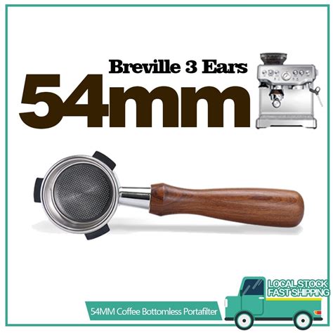 SMARTHOUSE54mm Breville Espresso Coffee Machine Naked Portafilter Stainless Steel Wood Handle