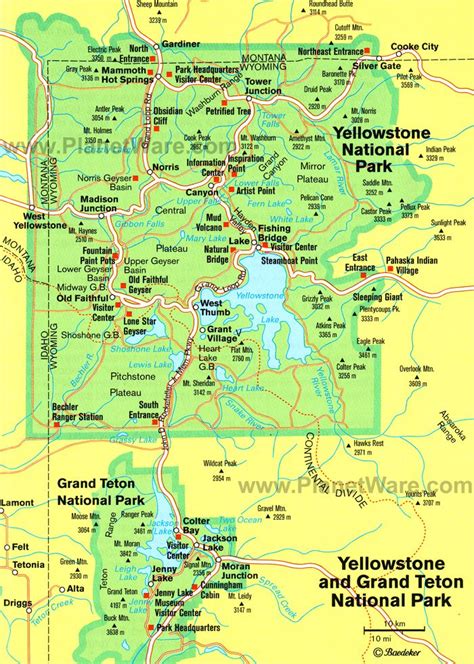 Map Of Attractions In Yellowstone - Channa Antonetta