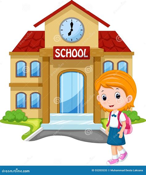 Cute schoolgirl cartoon stock illustration. Illustration of female ...