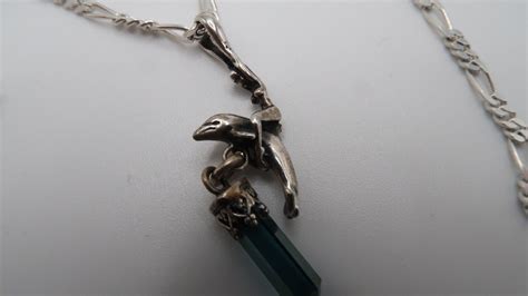 Vintage Sterling Silver Nude Woman Riding Dolphin Cry Gem