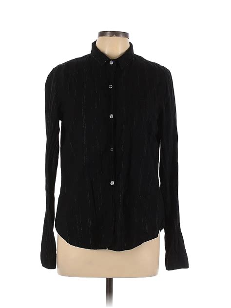 Current Elliott Black Long Sleeve Button Down Shirt Size Lg 3 79