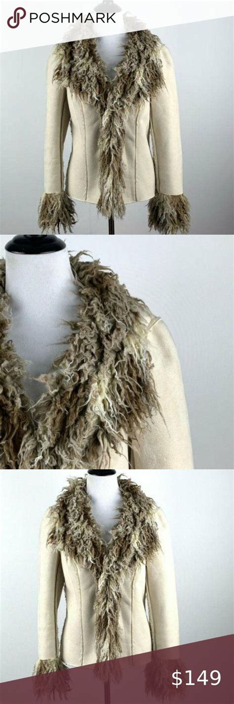 Inc International Concepts Coat M Cream Western Studded Faux Leather