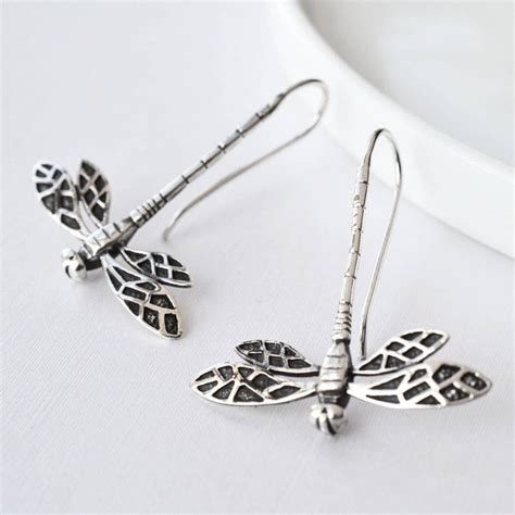 Sterling Silver Dragonfly Earrings By Martha Jackson Sterling Silver