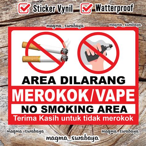 Jual Stiker Area Dilarang Merokok Atau Vape Terimakasih Tidak Merokok