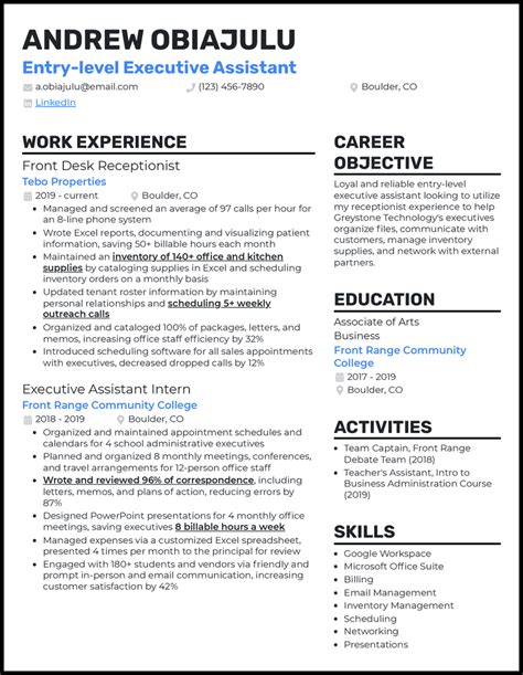 3 Real Entry Level Executive Assistant Resume Examples That Worked In 2024