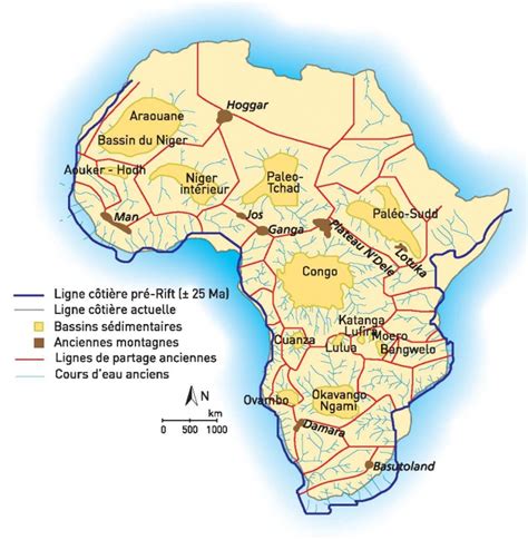 carte du relief de l afrique avec légende