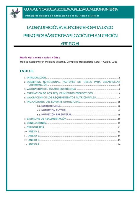 PDF La desnutrición en el paciente hospitalizado Principios La