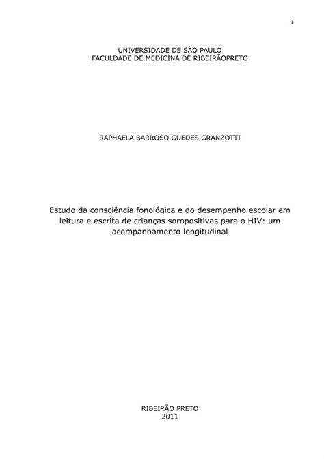 Pdf Estudo Da Consci Ncia Fonol Gica E Do Desempenho Escolar