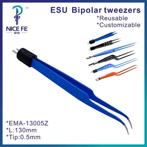 Reusable Aha Blue Bipolar Forceps Bipolar Tweezers Straight Or Curved