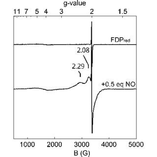 X band EPR spectra of an anaerobic solution of 300 μM Td FDP red in