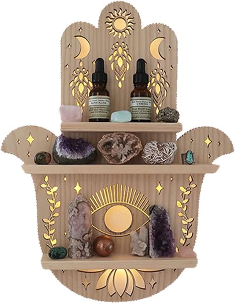 Coppermoon Hamsa Hand Light Up Shelf Unique Handcrafted Bohemain