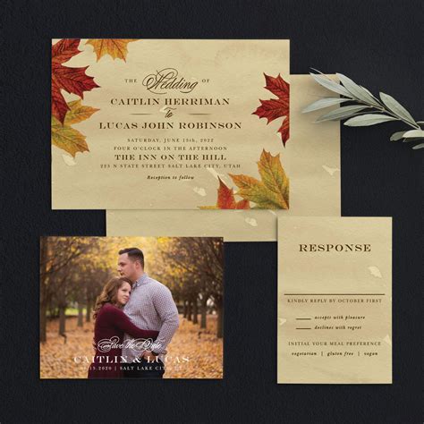 Leaves of Fall Wedding Invitations by Basic Invite