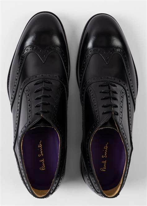 Men S Black High Shine Leather Galileo Brogues