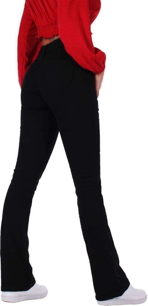 Damen Push Up Bootcut Jeans Hose High Waist Gerades Bein Stretch