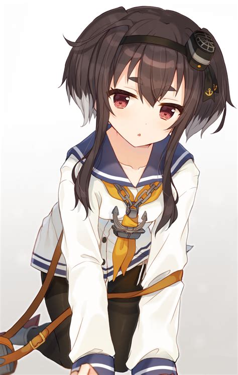 Safebooru 1girl Black Hair Black Legwear Blue Sailor Collar Brown