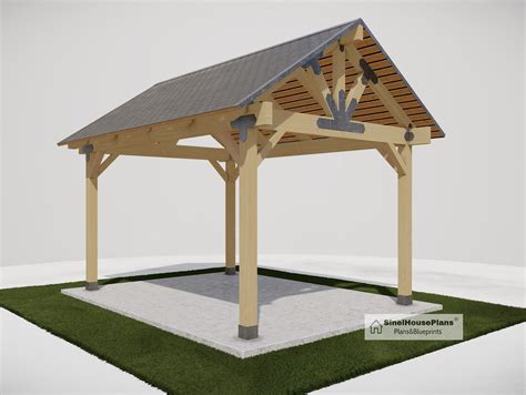 12x16 Wood Gazebo Plan Post Gable Complete Pavilion Diy Drawings With Material And Cut List