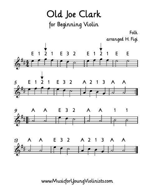 Fiddle Music Old Joe Clark For Beginning Violin Sheet Music Pdf