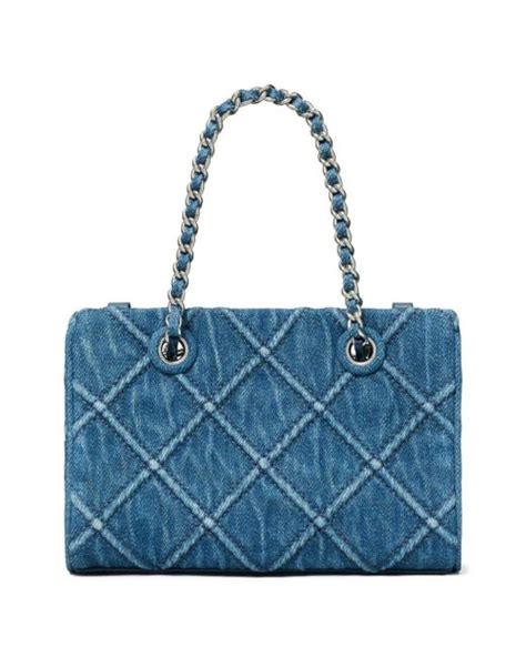 Tory Burch Fleming Mini Denim Shoulder Bag In Blue Lyst