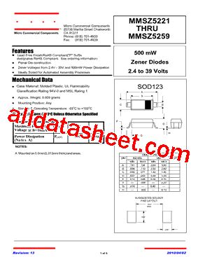 MMSZ5246 Datasheet PDF Micro Commercial Components