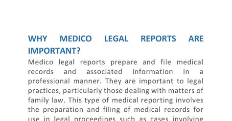 WHY MEDICO LEGAL REPORTS ARE IMPORTANT Pdf DocDroid