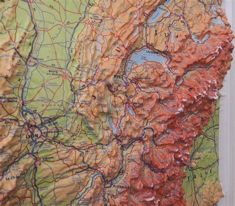 Wall Map With Relief France 92 X 102 Cm Ign Frenchn La