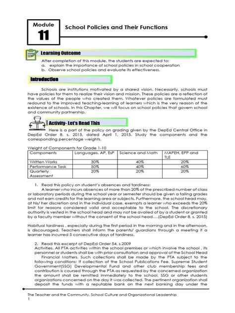 11 School Policies And Their Functions Pdf Policy Learning