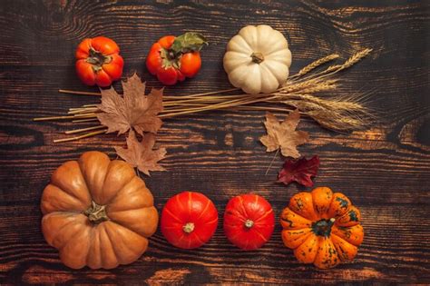 Free Photo | Three pumpkins put on wooden floor 