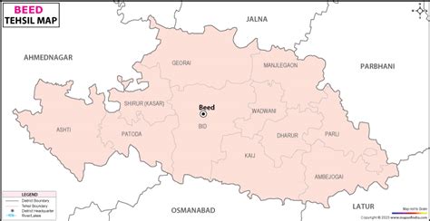 Beed Tehsil Map, Talukas in Beed