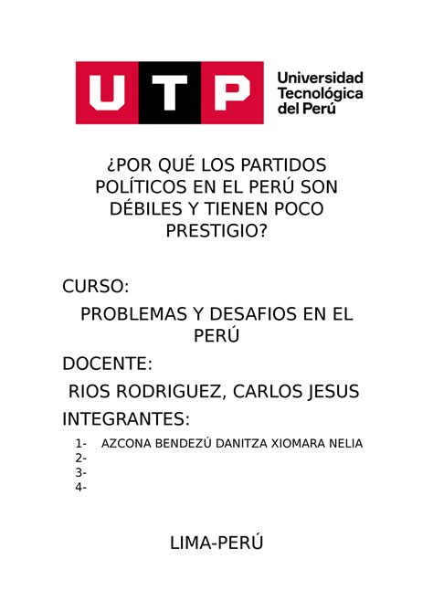 Examen Final Problemas Y Desafios EN EL PERU Desafíos y Problemas en