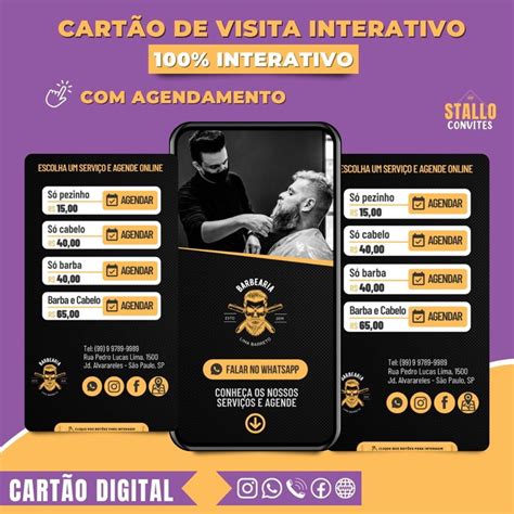 Cartão de Visita Digital Interativo Barbearia Agendamento