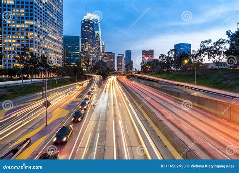 los angeles downtown sunset stock image image  landmark colorful