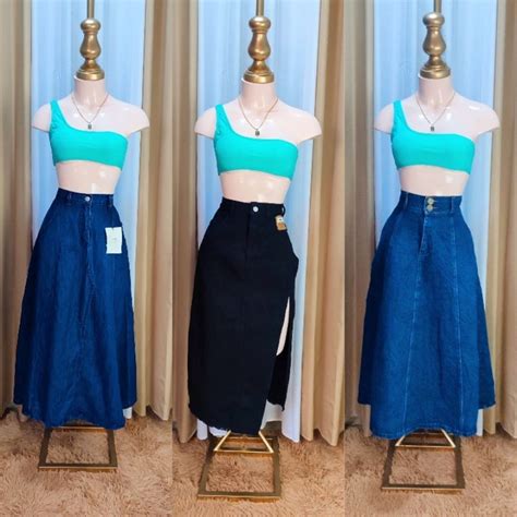 WOMEN'S DENIM LONG/Maxi skirt l maong | Shopee Philippines