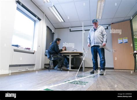 The Hague A Visually Impaired Person During A Practice Voting Day For