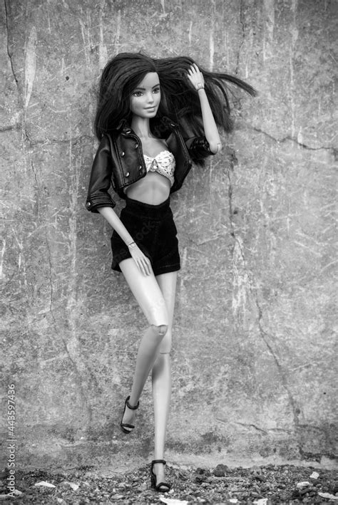 Mulhouse France June Portrait Of Brunette Barbie Doll Wearing A Black Classic