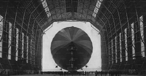 The German Airship Lz 127 Graf Zeppelin Enters One Of The Giant Airship