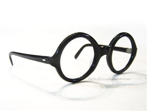 1960s French Thick Round Eyeglass Frames Vintage Eyewear Black 360 Small Narrow Frame