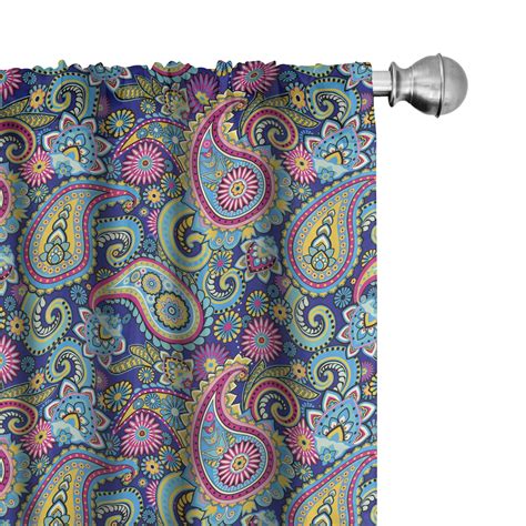 Ambesonne Paisley Curtains Bohem Colorful Pair Of 28x84 Multicolor