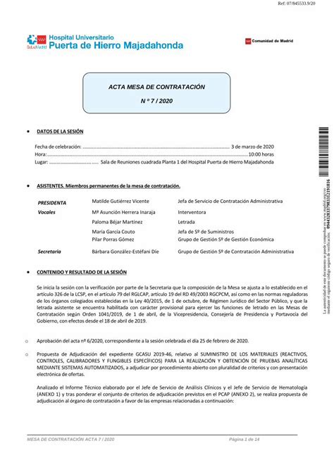 PDF ACTA MESA DE CONTRATACIÓN N º 7 2020 Madrid DOKUMEN TIPS