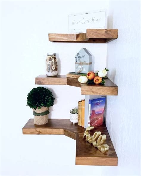 Deep Rustic Wooden Corner Shelves Corner Floating Shelves Floating