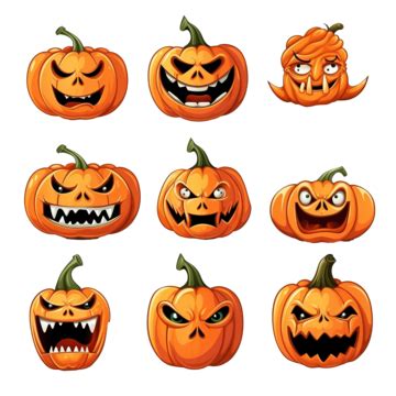 Scary And Funny Faces For Halloween Pumpkin Illustration Halloween