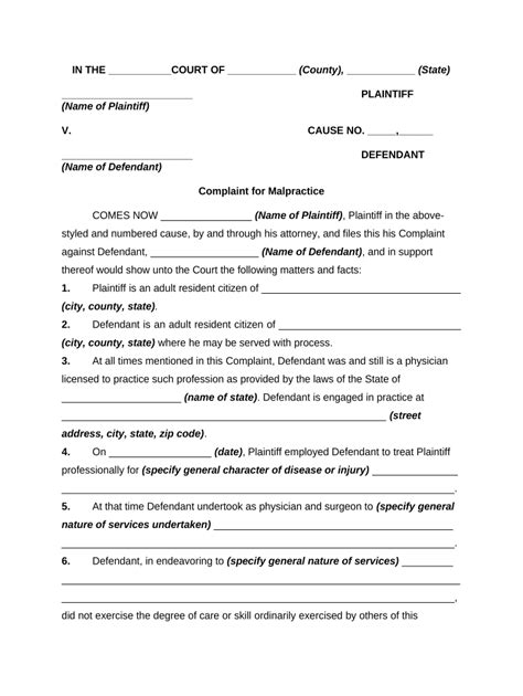 Attorney Malpractice Complaint Doc Template PdfFiller