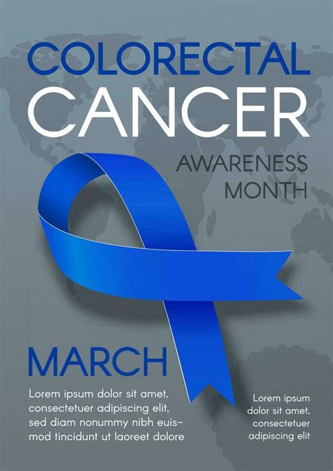 Colorectal Cancer Awareness Month Vertical Poster With Blue Ribbon