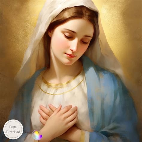 Mother Mary Religious Printable Art 573 Instant Download Immaculate Conception Virgin Mary Print