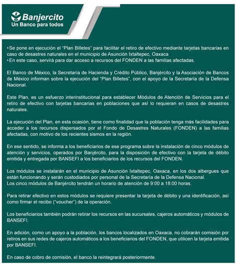 Banjercito Snc On Twitter Comunicado Se Pone En Ejecuci N El Plan