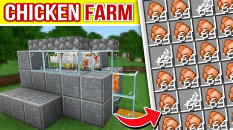 Simple Automatic Chicken Farm Tutorial In Minecraft 1 20 Bedrock Best Food Farm Youtube