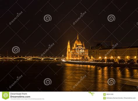 Panoramic View Of Budapest At Night Stock Photo Image Of City