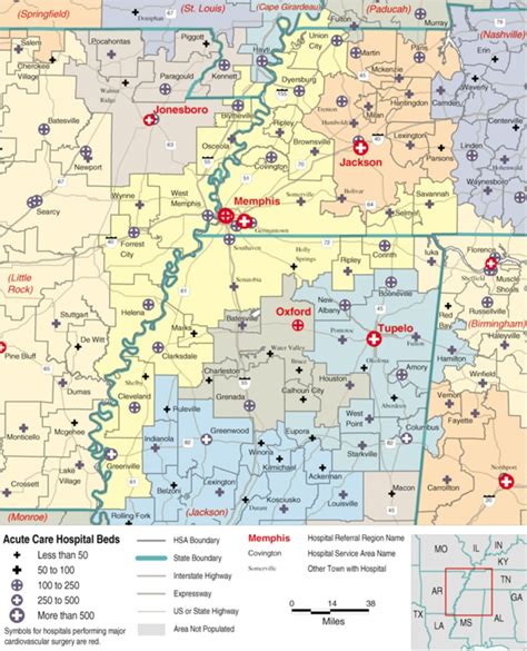 Map 1 14 Hospital Service Areas Assigned To The Memphis And Jackson