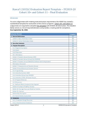 Fillable Online Hawai I 21CCLC Evaluation Report TemplateSY2019 20